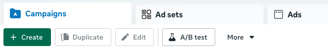 facebook ads create button