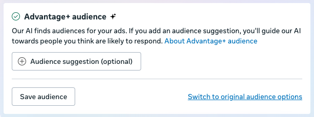 Switch to original audience options